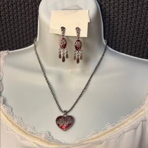 Brighton Red and Silver Dangle Earrings 280